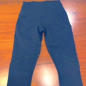 Lululemon Cropped Black Pants with faux-leather